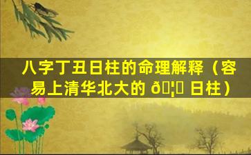 八字丁丑日柱的命理解释（容易上清华北大的 🦅 日柱）